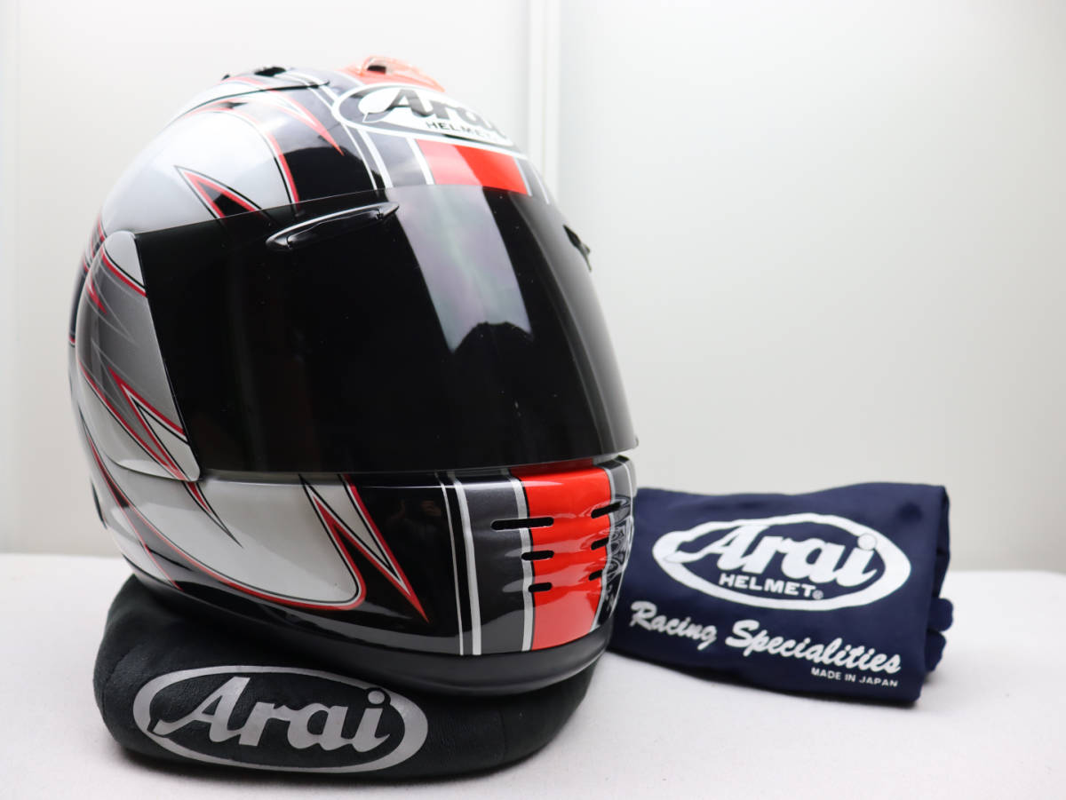 美品】Arai アライ SUPER RAPIDE SR ラパイド-SR スパイラル 白/赤
