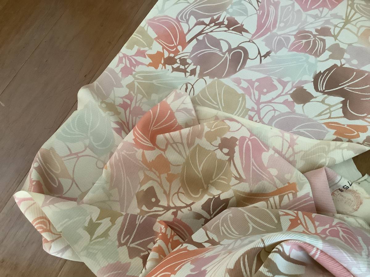 □TA-5292 正絹 小紋 着尺 正絹 絽 小紋 着尺 反物 未使用 反物 更紗 草花