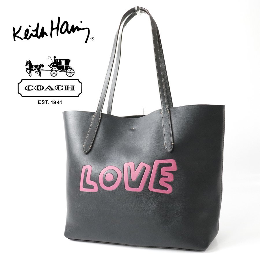 ★そめたろう　海外限定 コーチ キースヘリング トートバッグ COACH 美品 COACH × keith haring コーチ キースヘリング コラボ 本革 オール