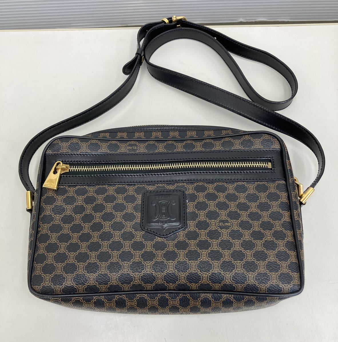 AK ♪ CELINE マカダム 柄 ショルダーバッグ セリーヌ ブラック 