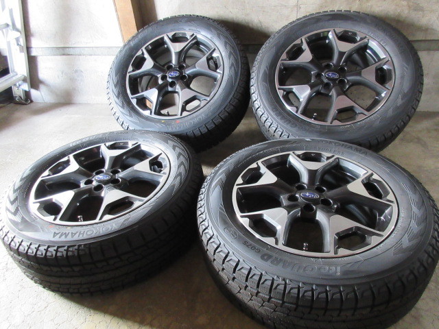 新品冬用+純正品set/バランスOK!! スバル XV SJ フォレスター 後期 純正 (ブラポリ) (17x7+55 5H/100) ラベル付(YK G075/2021) 225/60R17 