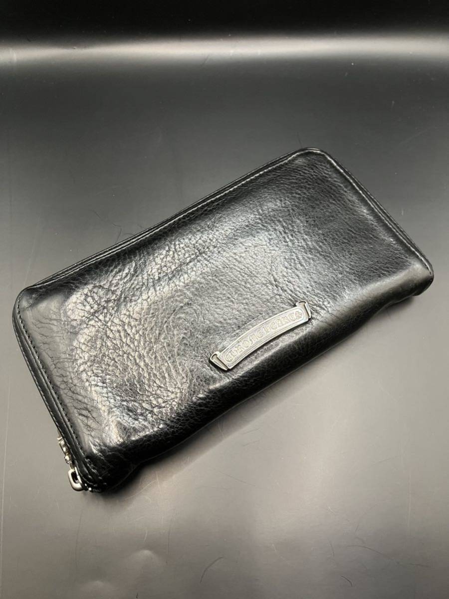 正規美良品CHROME HEARTS REC F ZIP レザーウォレット/長財布 ラウンドファスナー クロス ダガー クロムハーツ
