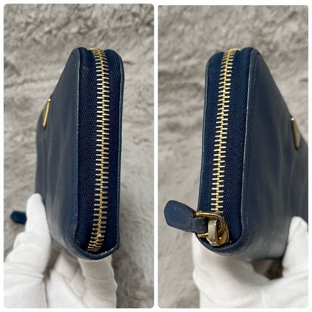 1円 PRADA 美品 1円〜美品PRADA サフィアーノ ラウンドファスナー