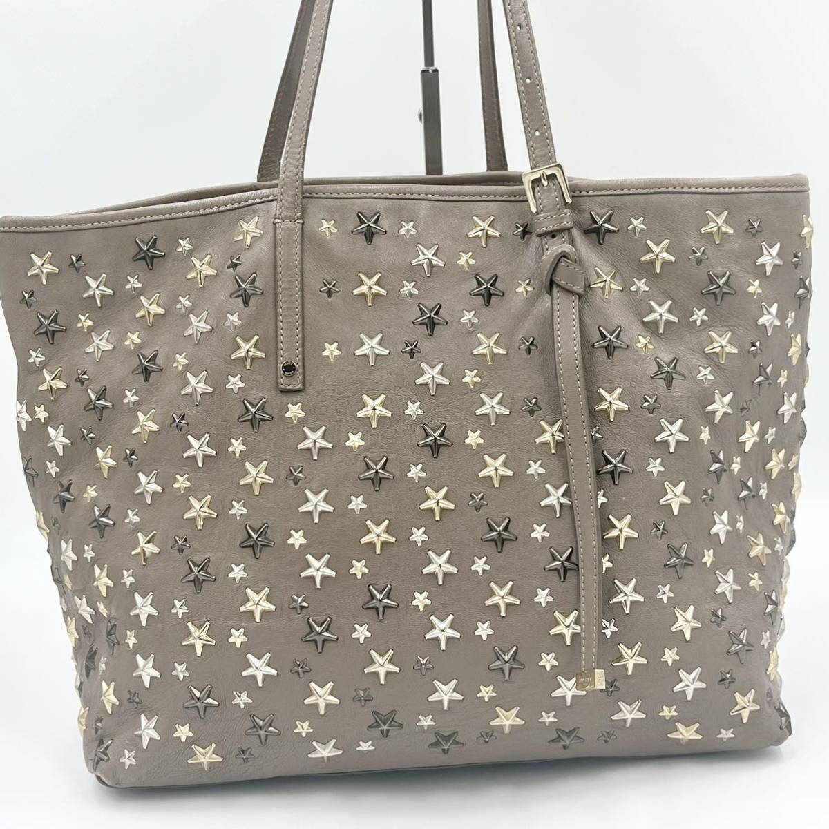 JIMMY CHOO ジミーチュウ サシャ トートバッグ スター スタッズ　グレージュ