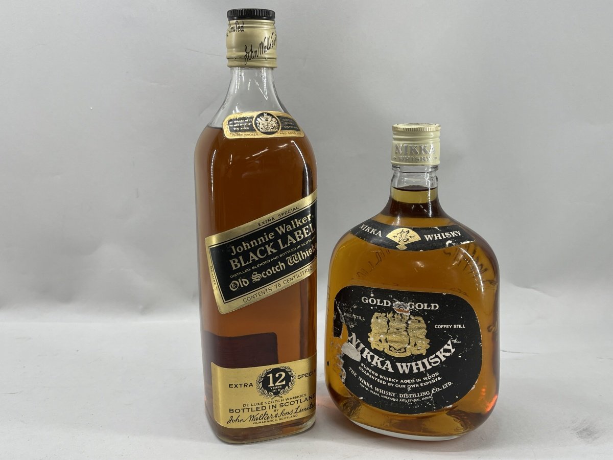 古酒 ジョニーウォーカー ブラックラベル 750ml 黒金キャップ ニッカ G&G 750ml 2本 まとめて[327216