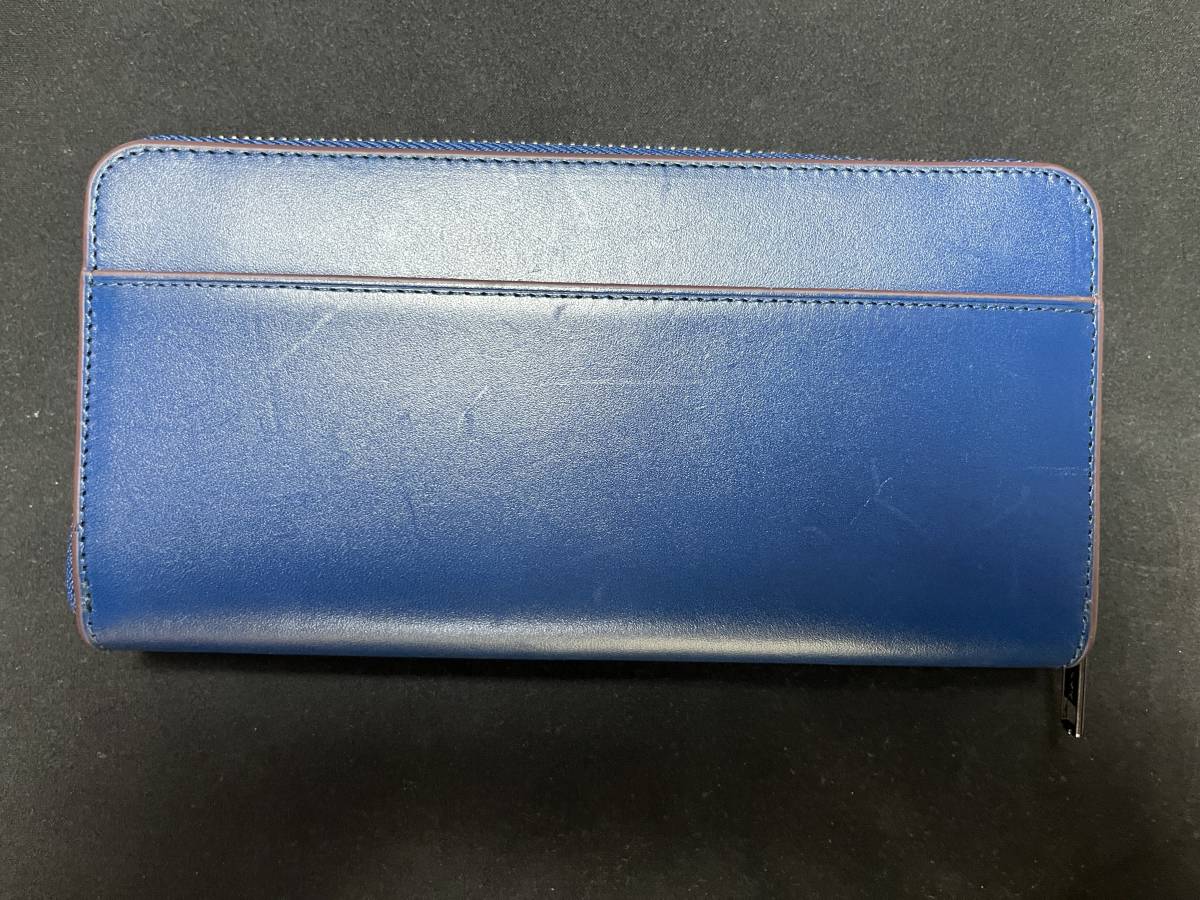 Anycool 財布 メンズ 栃木レザー 長財布 本革 大容量 YKKファスナー 一流の財布職人が作る 牛革 小銭入れ サイフ(ネイビー)