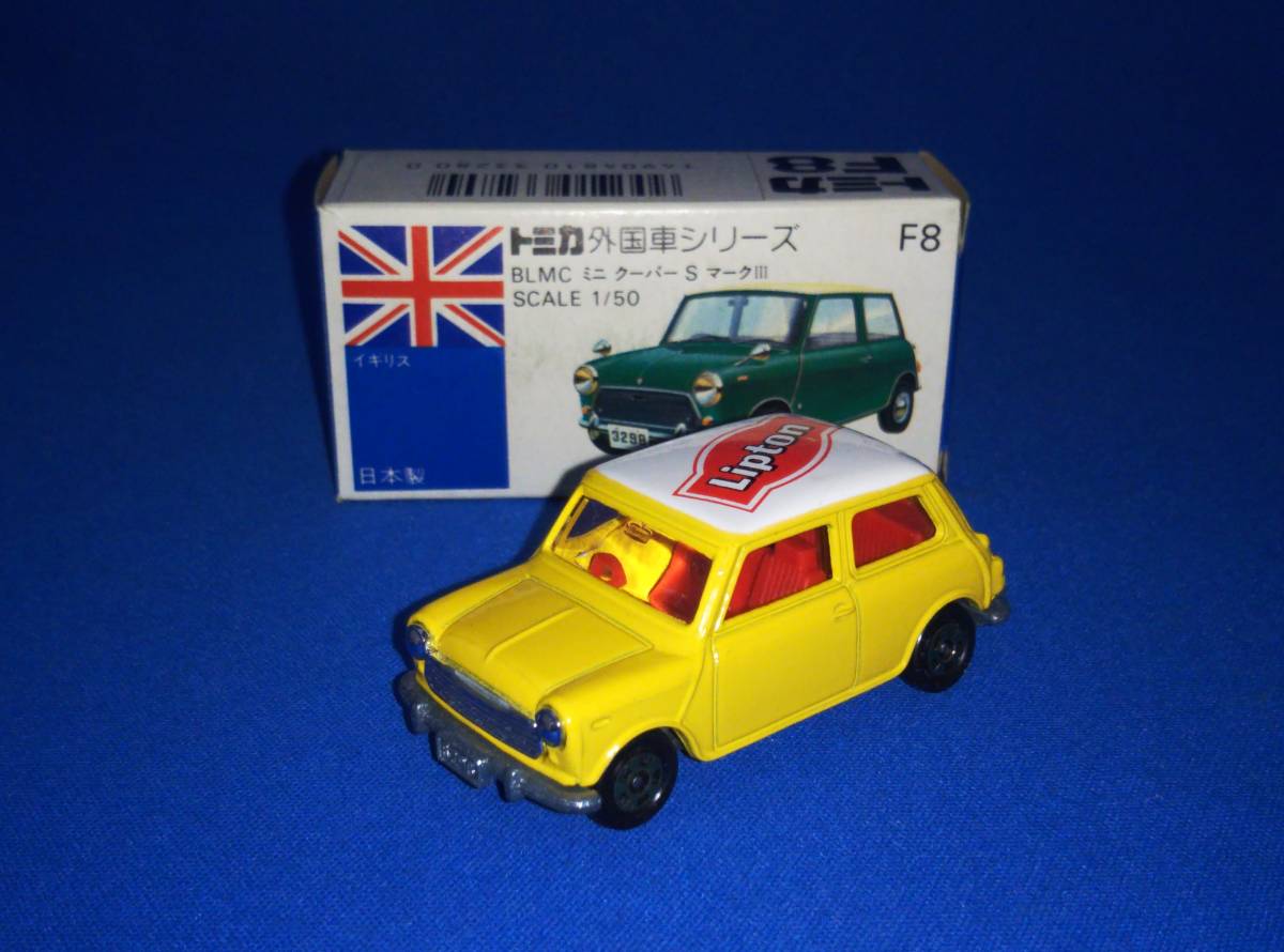 トミカ F8 BLMC ミニクーパーS マーク 黄 ルーフ:白/Lipton シート:赤