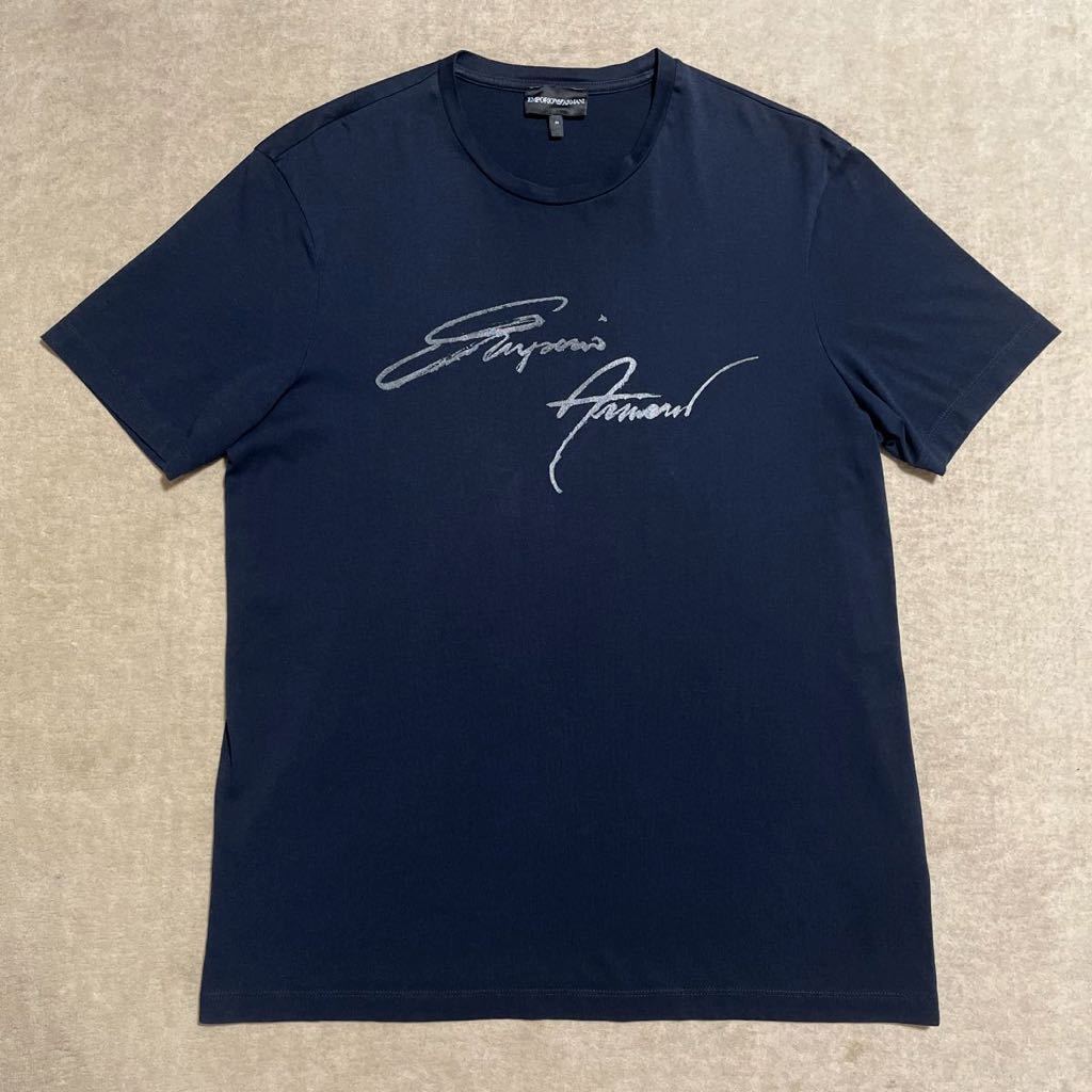 エンポリオアルマーニ ■ 良品！ラメ入りブランドロゴ半袖Tシャツ L〜サイズ相当　EMPORIO ARMANI 