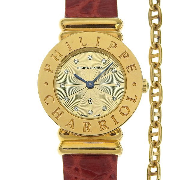 1円 gg CHARRIOL シャリオール 12Pダイヤモンド レディース クォーツ 腕時計 7007901