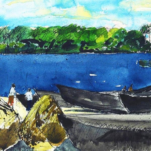 1『真作 油彩画⁄元三軌会委員 諸沢吉美水澄玉出羽路 古民家風景