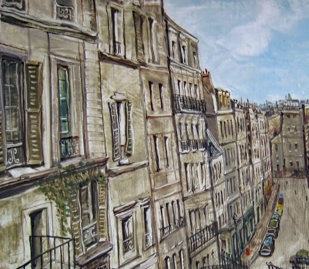 坂本益夫◇『モンマルトル風景（パリ）』◇F8号 額縁◇油彩画