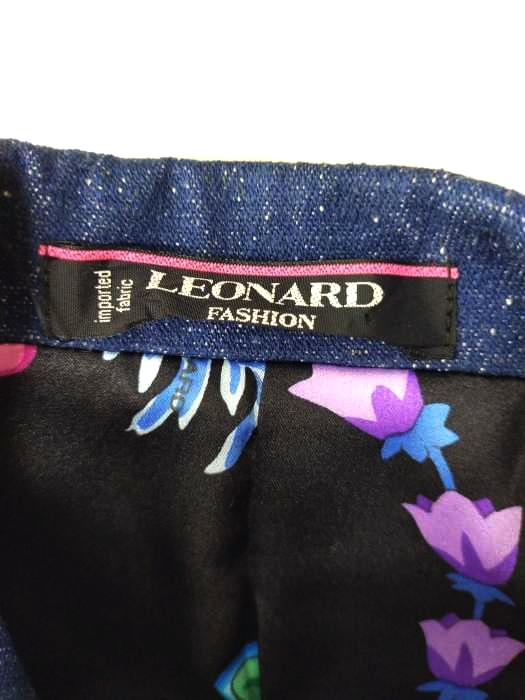 921 LEONARD チェスターコート 裏地花柄 ネップ加工 青 金ボタン L