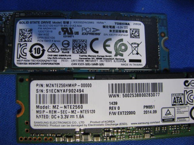 G1273-1276/SSD 14個/TOSHIBAなど 128GB 3個，240GB，256GB 3個，500GB 2