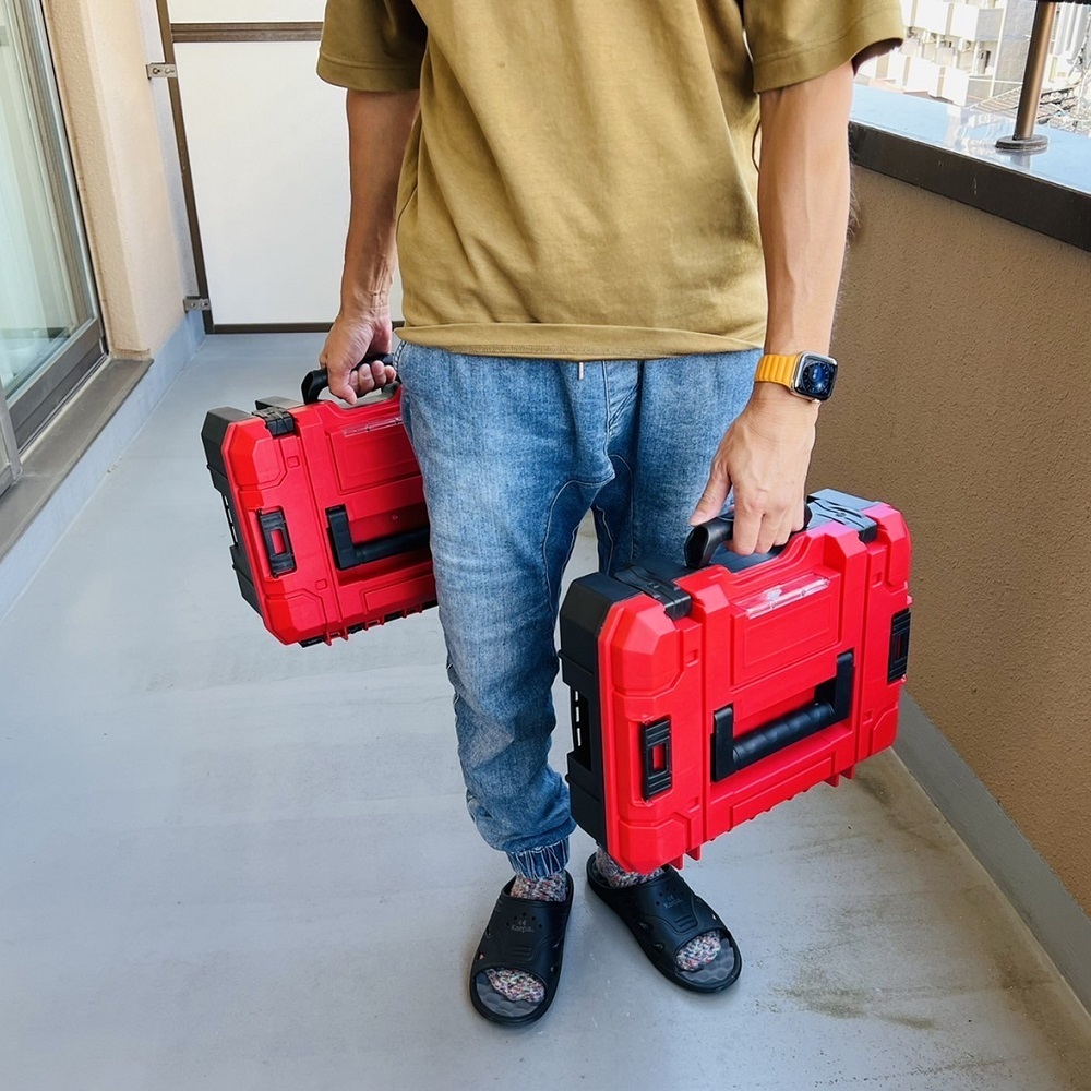 工具箱 ツールボックス 持ち手 ハンドル 2個付き 横持ち 縦持ち 連結 積み重ね 可能 365mm x 290mm x 195mm 電動工具 バッテリー DIY BOX_10