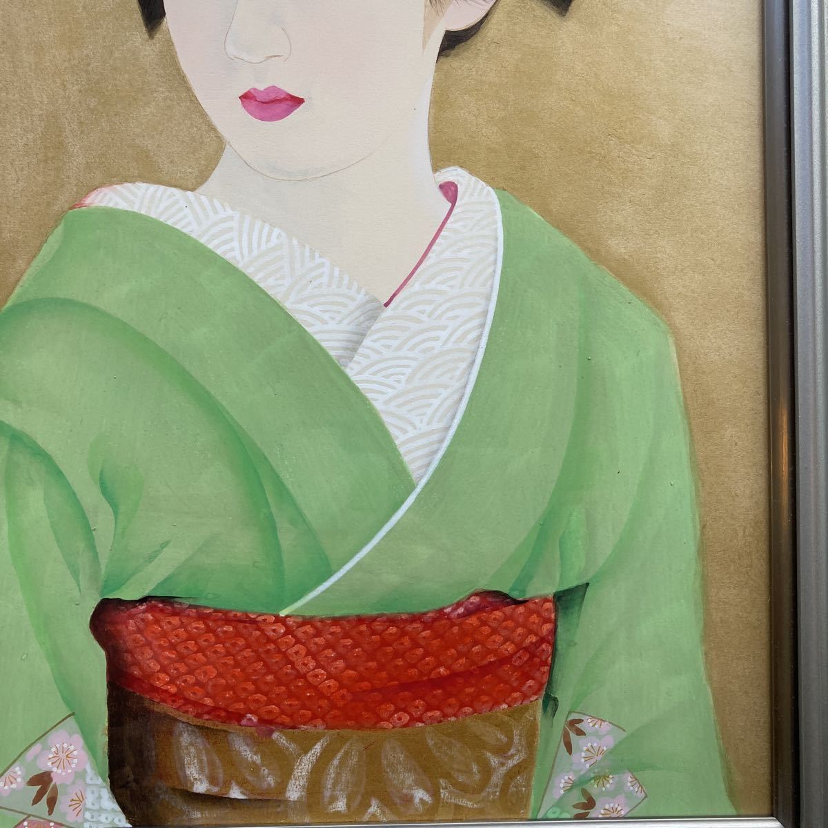 清水達三 「舞妓」 日本画 6号 額装のみ(人物、菩薩)｜売買された