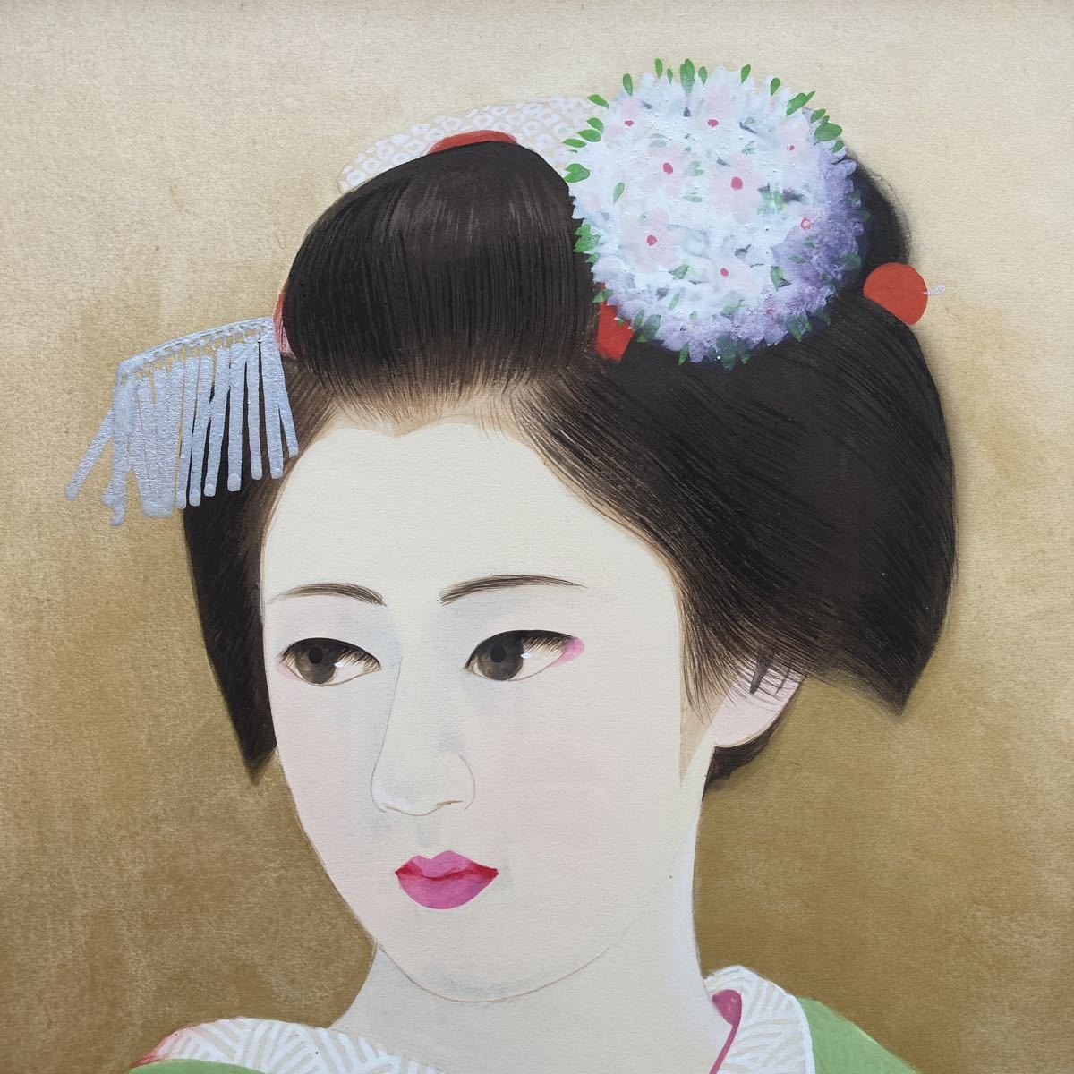 清水達三 「舞妓」 日本画 6号 額装のみ(人物、菩薩)｜売買された