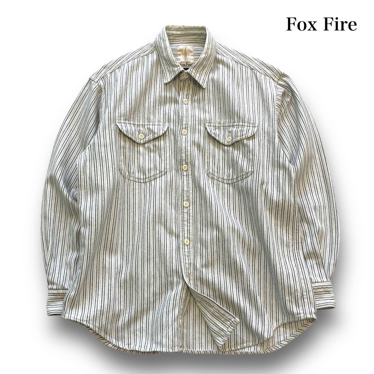 【FOX FIRE】フォックスファイヤー 90s ヴィンテージ ストライプシャツ ワークシャツ ユーティリティシャツ 登山 釣り キャンプ アウトドア
