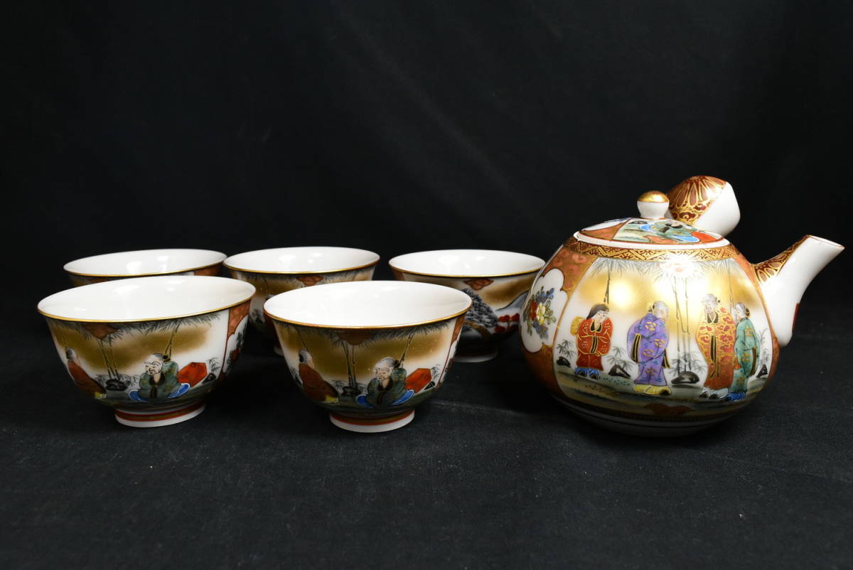 九谷焼　茶道具セット 金彩 九谷焼 金彩 | 急須 貫入が素敵 茶器セット 茶道具 ID 黒雲 白龍 茶器7