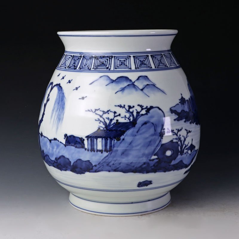 古美味】二代久世久宝造『鵬雲斎書付』染付芋頭水指 茶道具 保証品