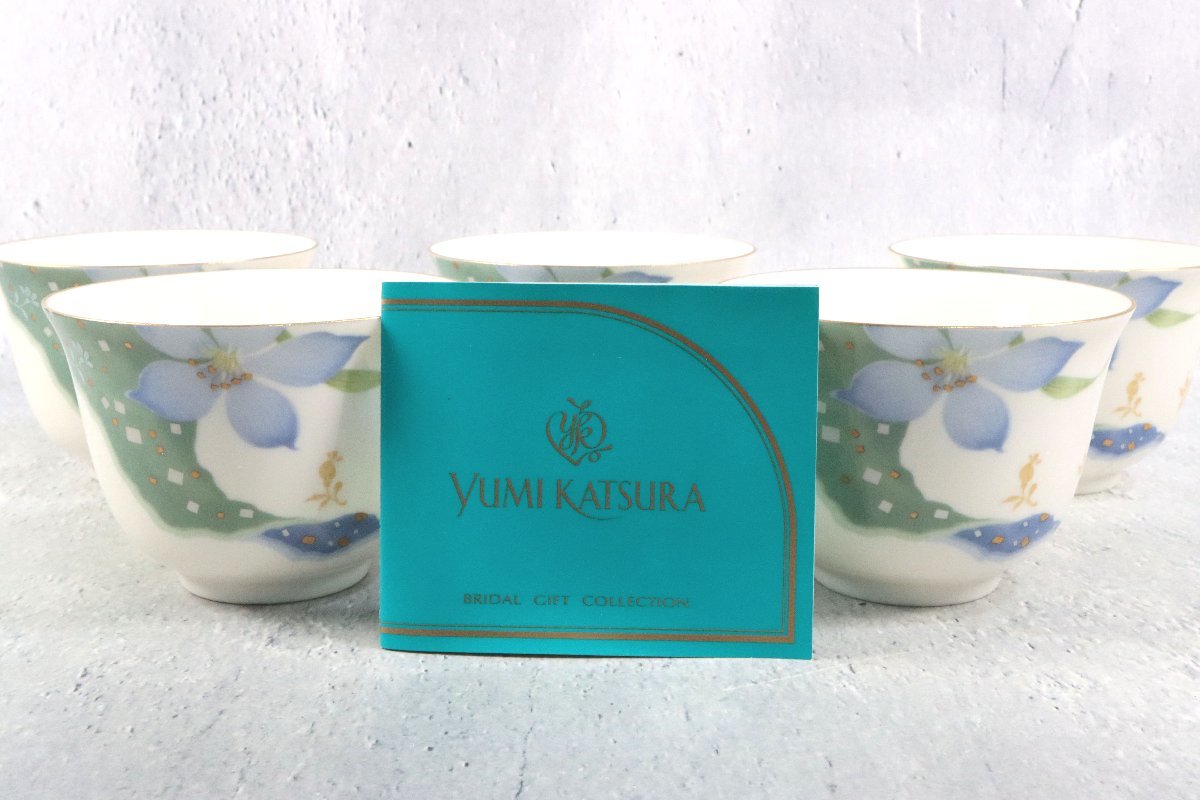 桂由美 YUMI KATSURA お茶呑茶碗 創作華窯 花うたげ 湯呑揃 五客 