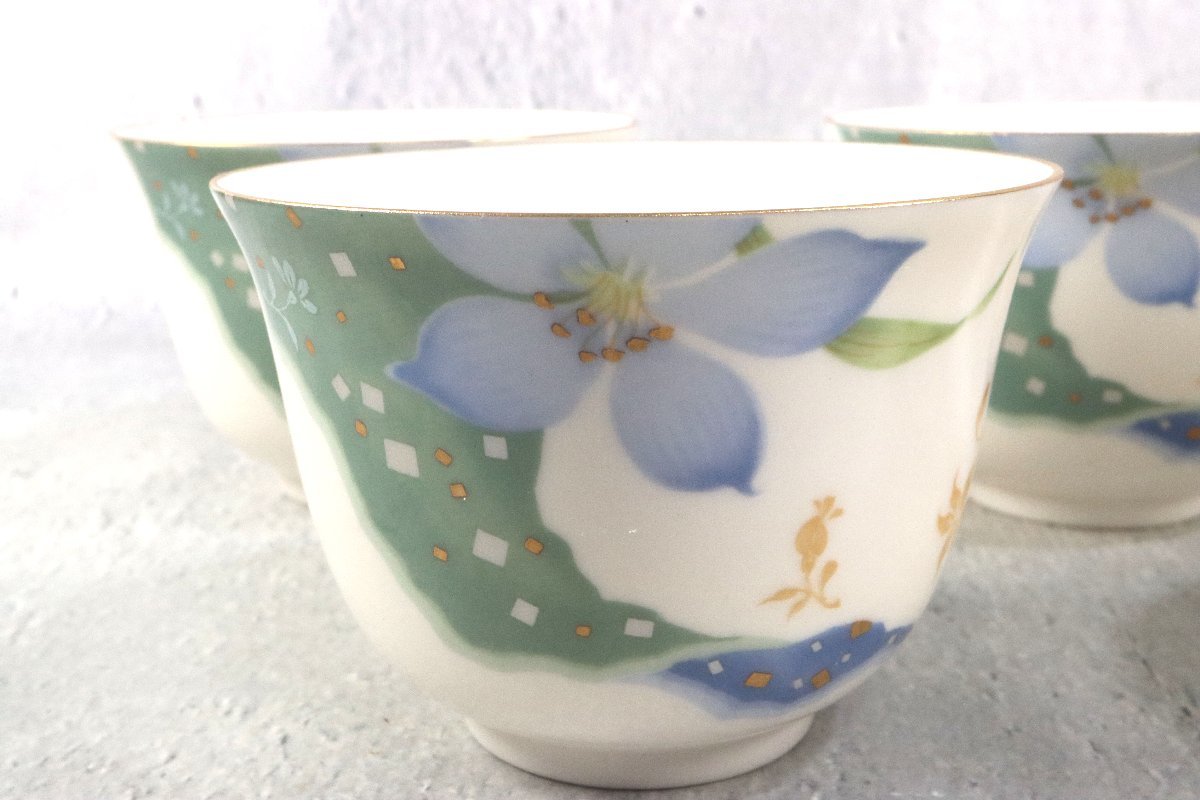 桂由美 YUMI KATSURA お茶呑茶碗 創作華窯 花うたげ 湯呑揃 五客 