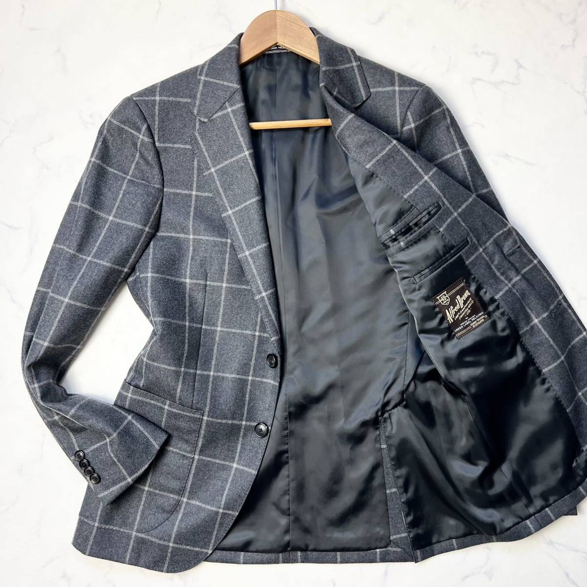 A30 ユナイテッドアローズ〈アルフレッドブラウン生地〉 テーラード アンコンジャケット チャコールグレー 44 S UNITED ARROWS