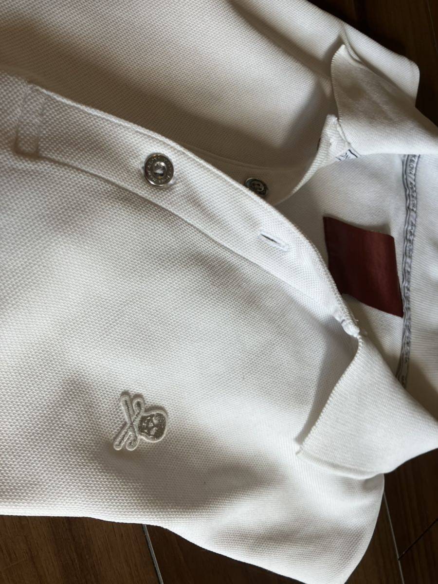 送料無料★美品 マークアンドロナ (mark&lona) ゴルフ シャツ ポロシャツ ホワイト Ｌ 国内正規品