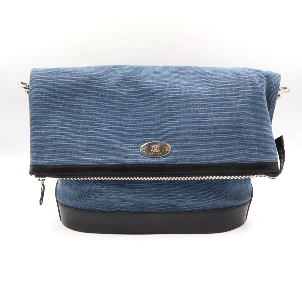 ☆CELINE セリーヌ ショルダーバッグ デニム？ キャンバス ブルー系