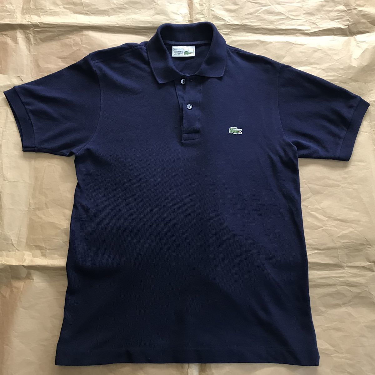 LACOSTE 復刻 フランス製 ラコステ L1212 ポロシャツ （ネイビー 3）フレラコ L.12.12 古着 ビンテージ M L メンズ 鹿の子 コットン 無地