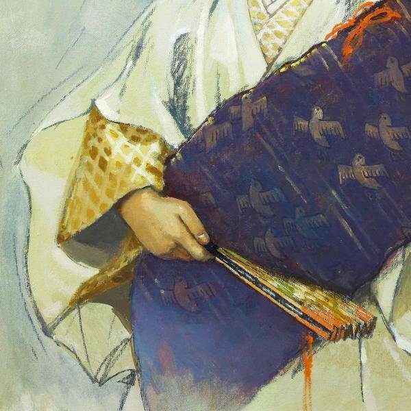 真作】【WISH】能英樹「浜千鳥 松風」油彩 10号 1976年作 ◇能