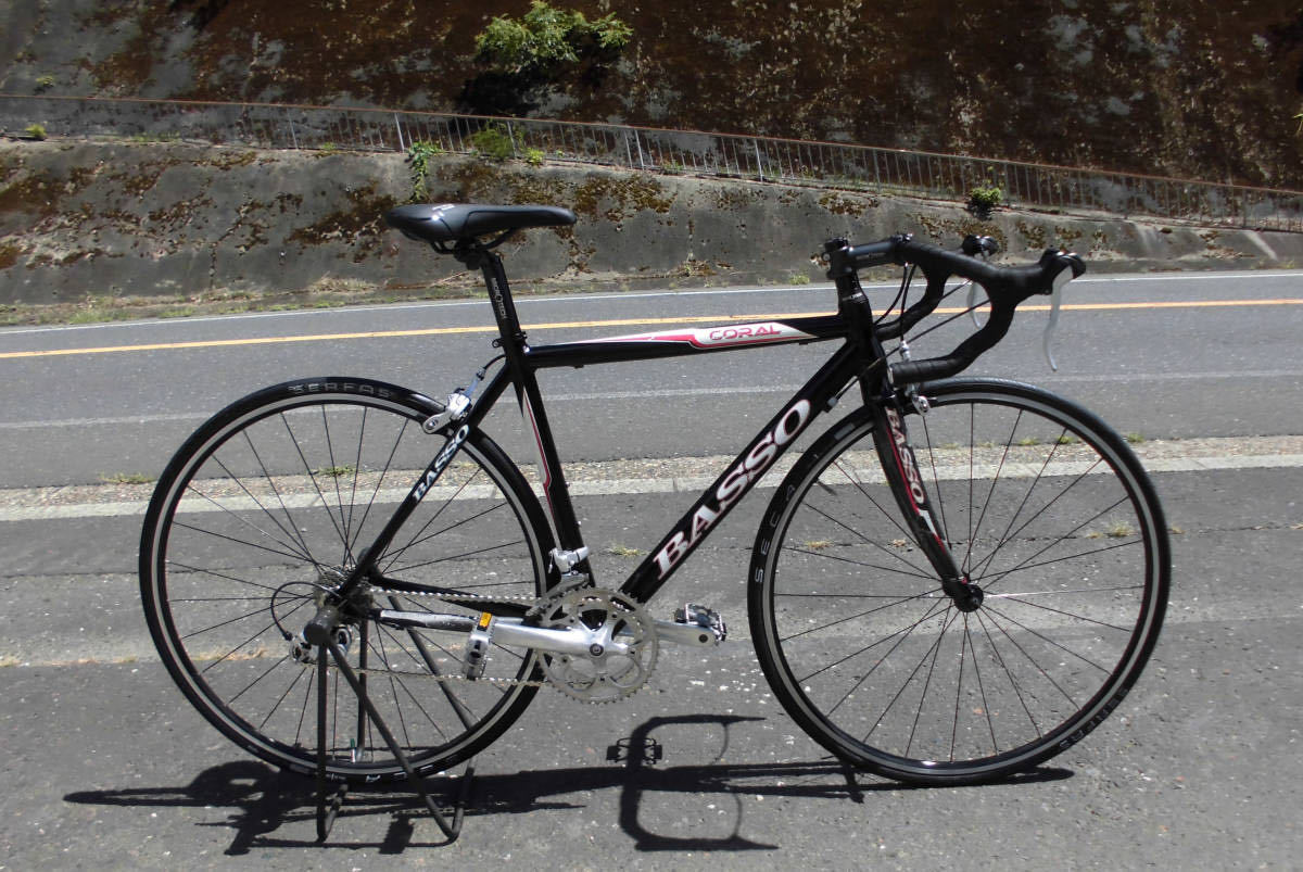 1円～BASSO カーボン CORAL 軽快ロードバイク SHIMANO 18段 黒色8301