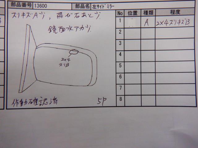 インサイト DAA-ZE2 左サイドミラー インサイト DAA-ZE2 ZE2 76250-TM8-J12ZL NH624P 0