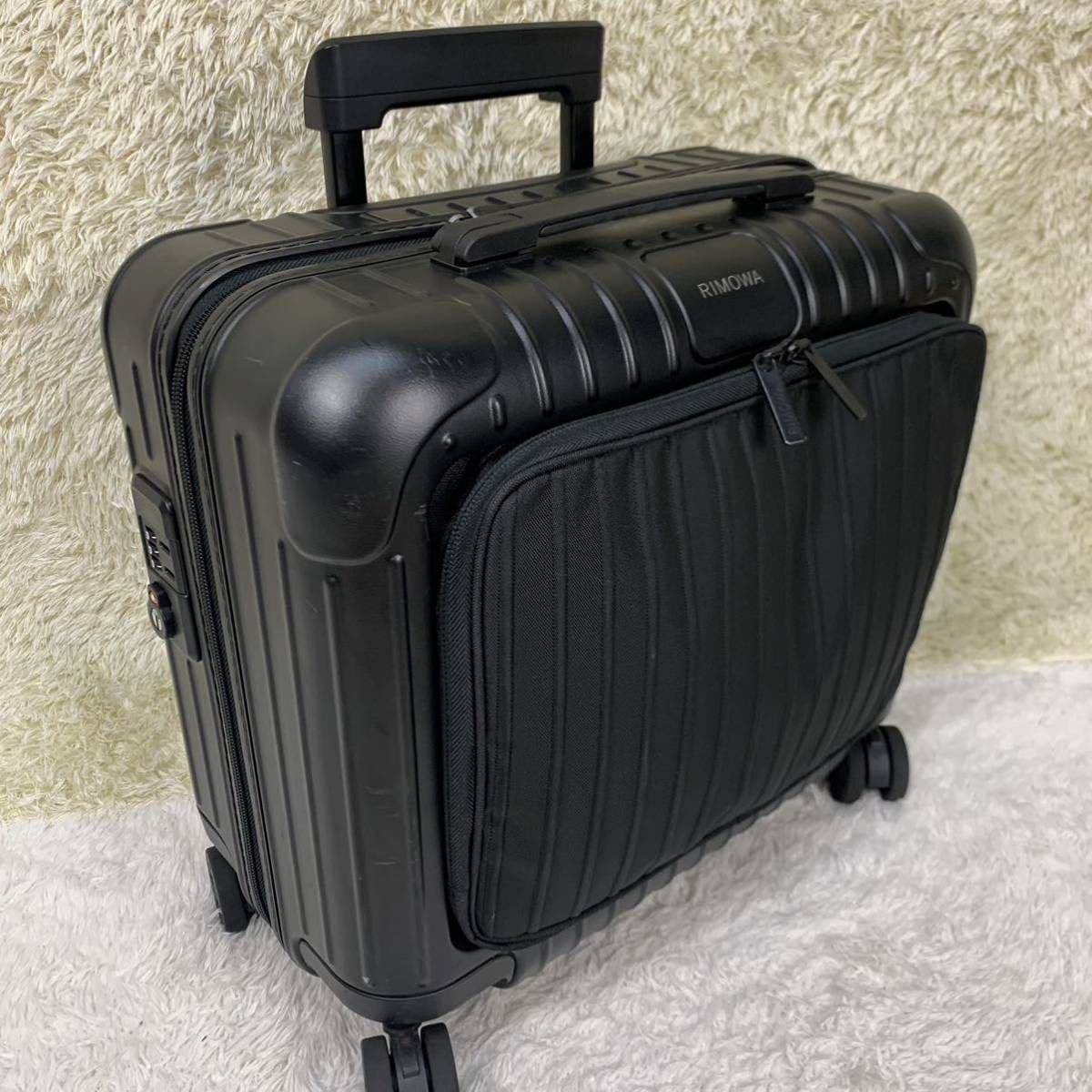 【美品】RIMOWA リモワ エッセンシャル スリーブ コンパクト 4輪 マットブラック 黒 TSAロック スーツ ケース キャリー バッグ ビジネス