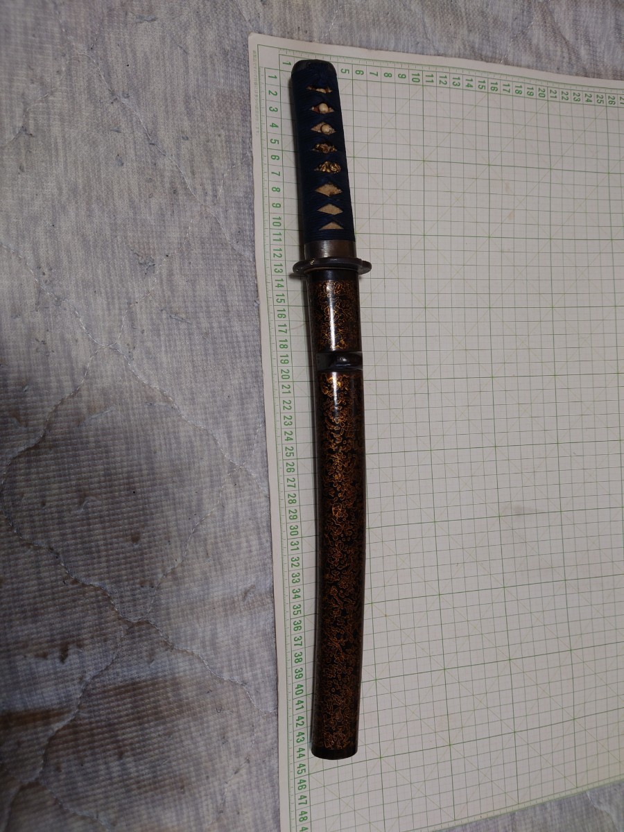 治】時代刀装具 螺鈿短刀鞘☆幅32cm 奥行3.3cm 拵え 短刀 日本刀