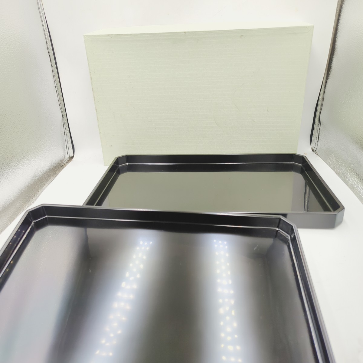 H09003 お盆 おぼん 脇取 木製 黒 ブラック セット 食器 和食器 キッチン 昭和レトロ 昭和 レトロ 札幌発