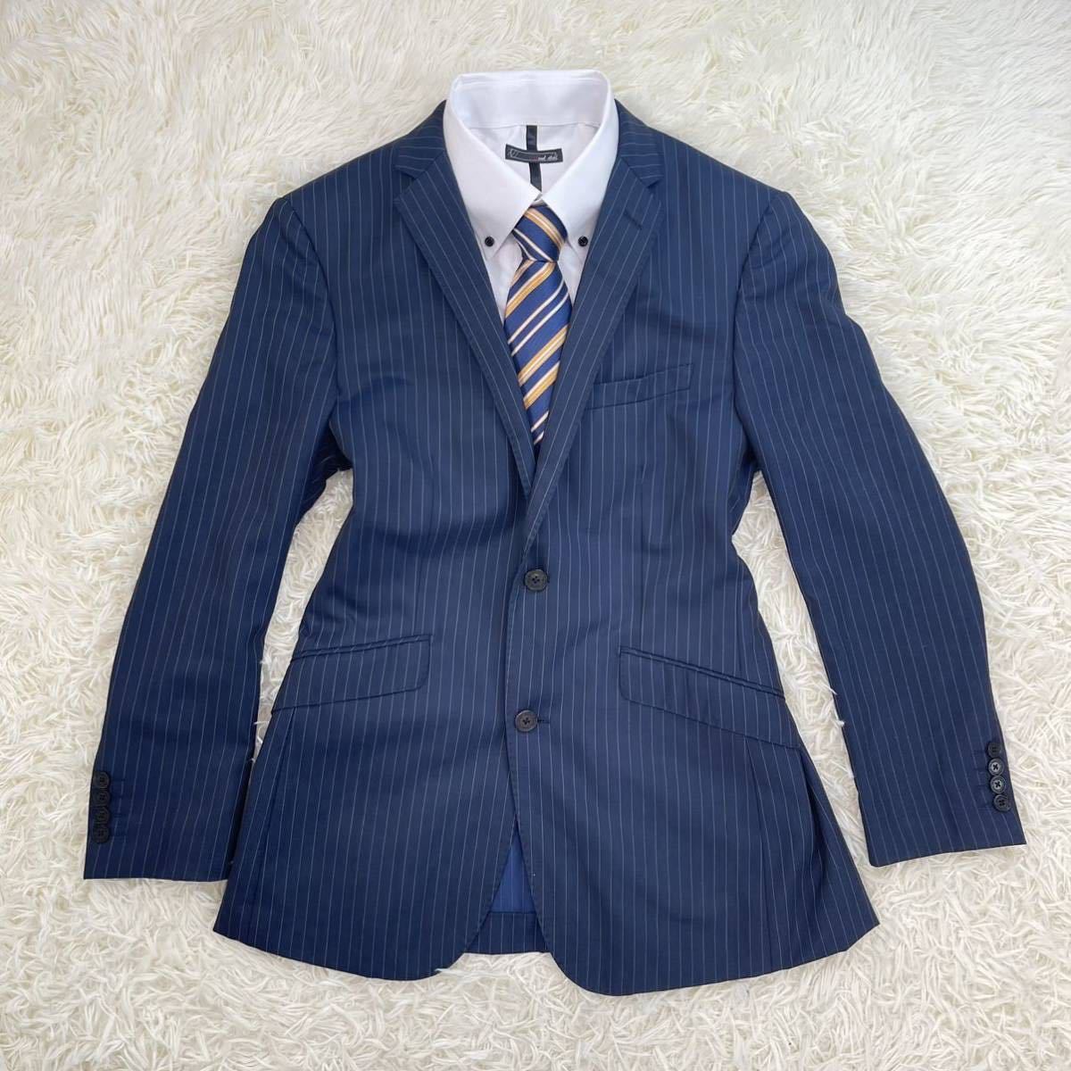 美品】BURBERRY BLACK LABEL ネイビー セットアップ Lストライプスーツ