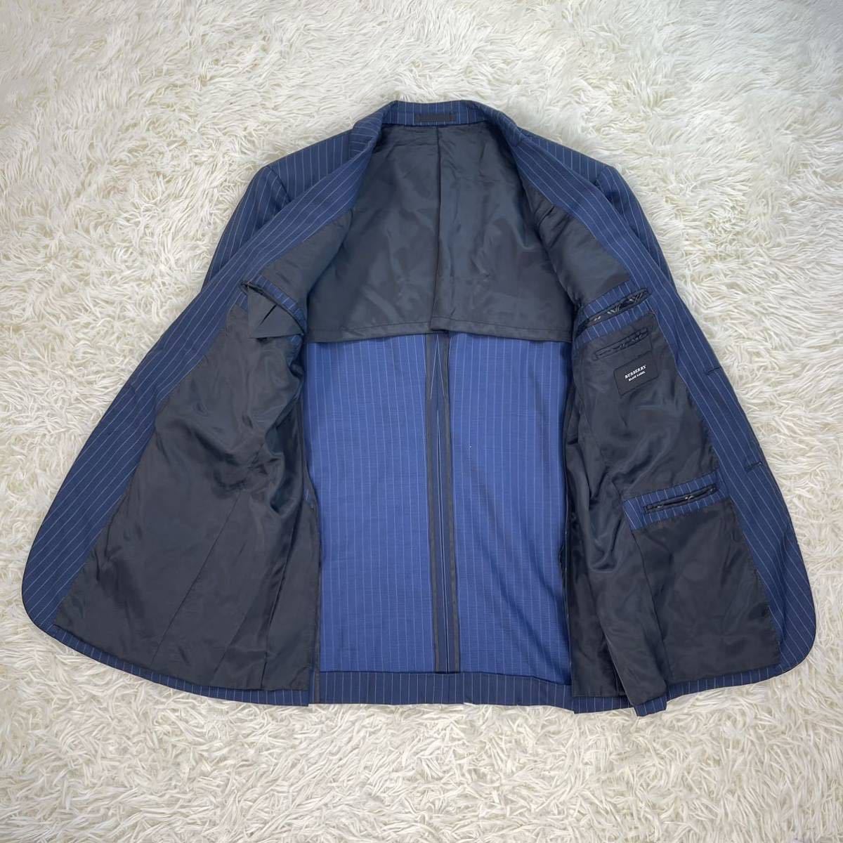 美品】BURBERRY BLACK LABEL ネイビー セットアップ Lストライプスーツ
