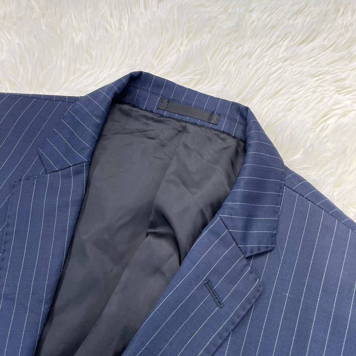 美品】BURBERRY BLACK LABEL ネイビー セットアップ Lストライプスーツ