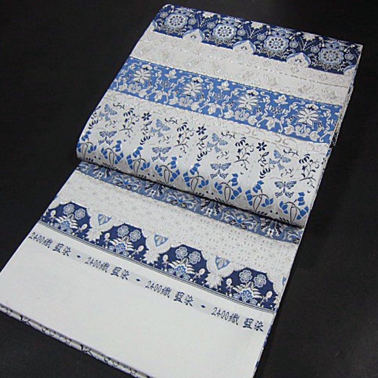 袋帯 美品 名品 やまと 草花 金銀糸 箔 灰緑 六通 正絹 【中古
