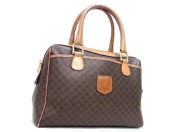1円 CELINE セリーヌ マカダム柄 PVC×レザー ミニボストンバッグ