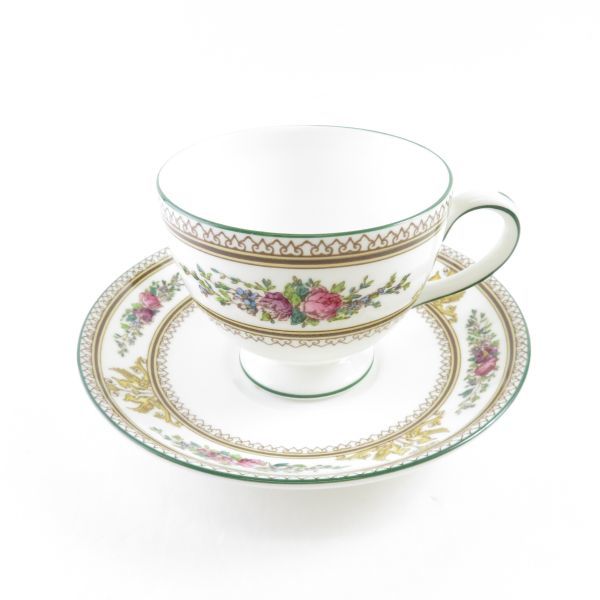 美品 ウェッジウッド コロンビアエナメル ティーカップ＆ソーサー 1客 リー 英国 黒壺 SY5590B3