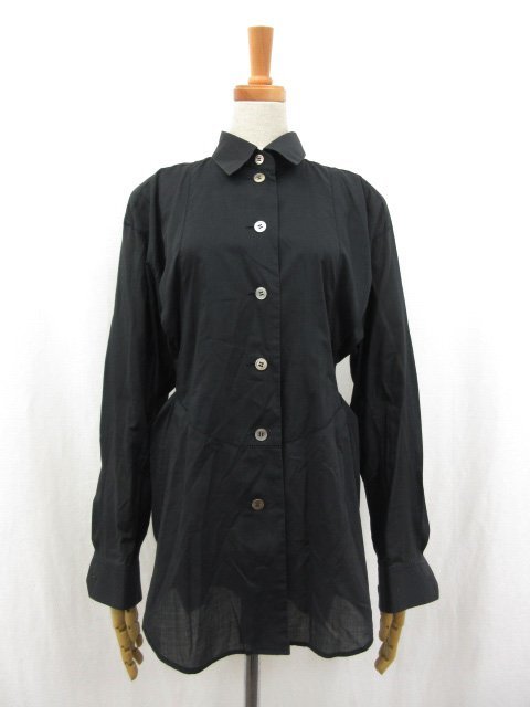 【イッセイミヤケ ISSEY MIYAKE】 コットンポリ チュニック シャツ IM11-FJ841 (レディース) sizeM チャコールグレー系 ●5LK2185●