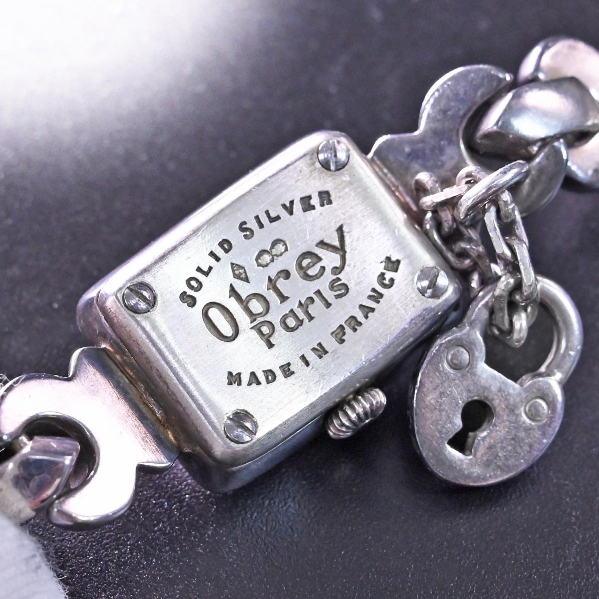 Obrey レディースウォッチ シルバーブレス/銀無垢 本物 オブレイ ハンドメイドライン ソリッドシルバー ハートチャーム