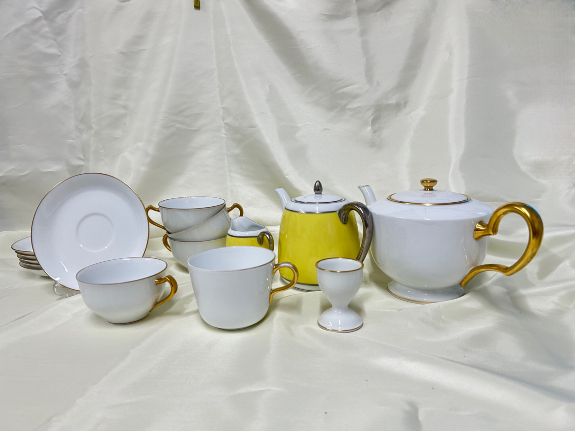 230829-2MA]【現状品】《陶器》白磁/okura/ カップ＆ソーサー/大倉陶園