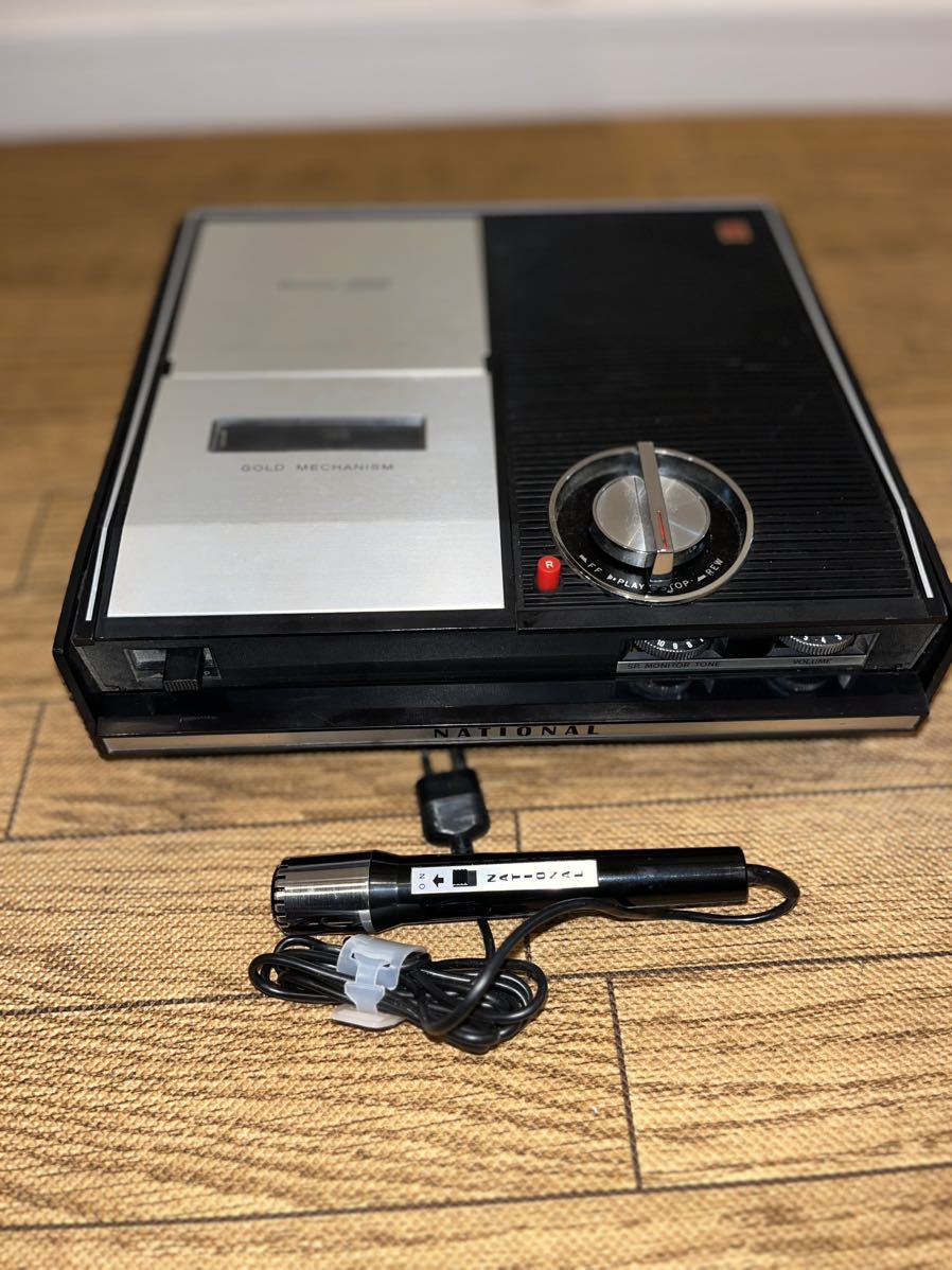 ナショナル RQ-203 昭和レトロ カセット テープ レコーダー ゴールド
