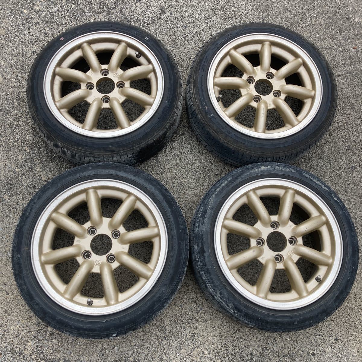 希少！今回限りの出品です！ジャンク！ワタナベ PCD10014インチ　4本セットで！！155/55R14 6J？　軽自動車_1