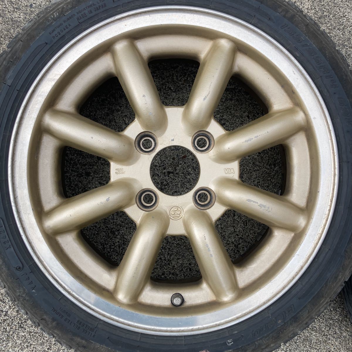 希少！今回限りの出品です！ジャンク！ワタナベ PCD10014インチ　4本セットで！！155/55R14 6J？　軽自動車_3