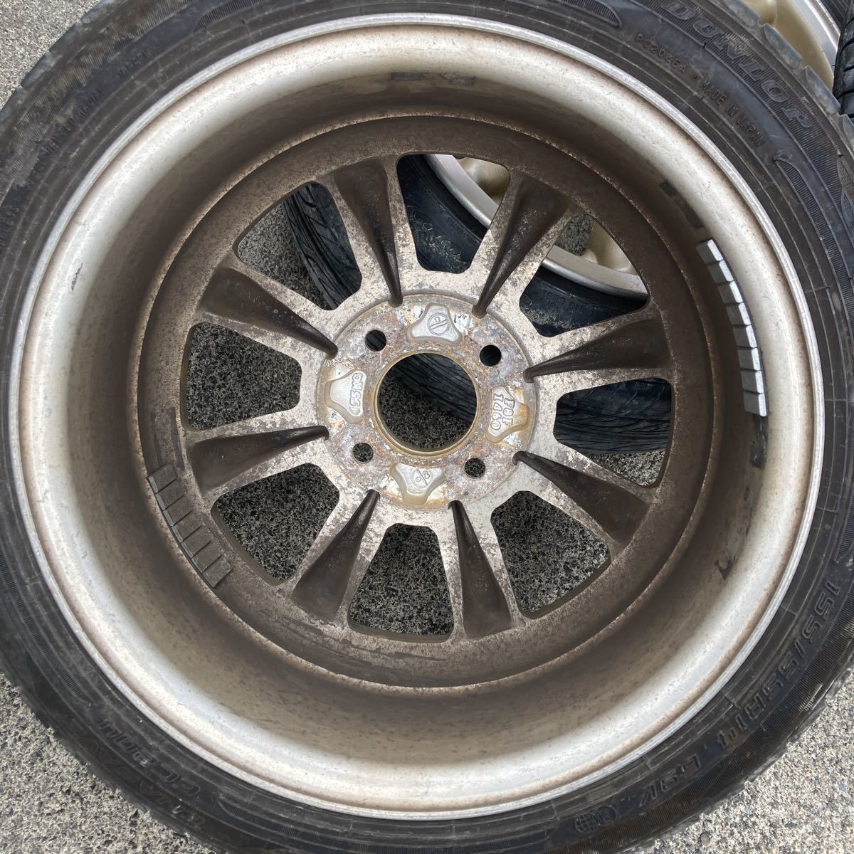 希少！今回限りの出品です！ジャンク！ワタナベ PCD10014インチ　4本セットで！！155/55R14 6J？　軽自動車_7