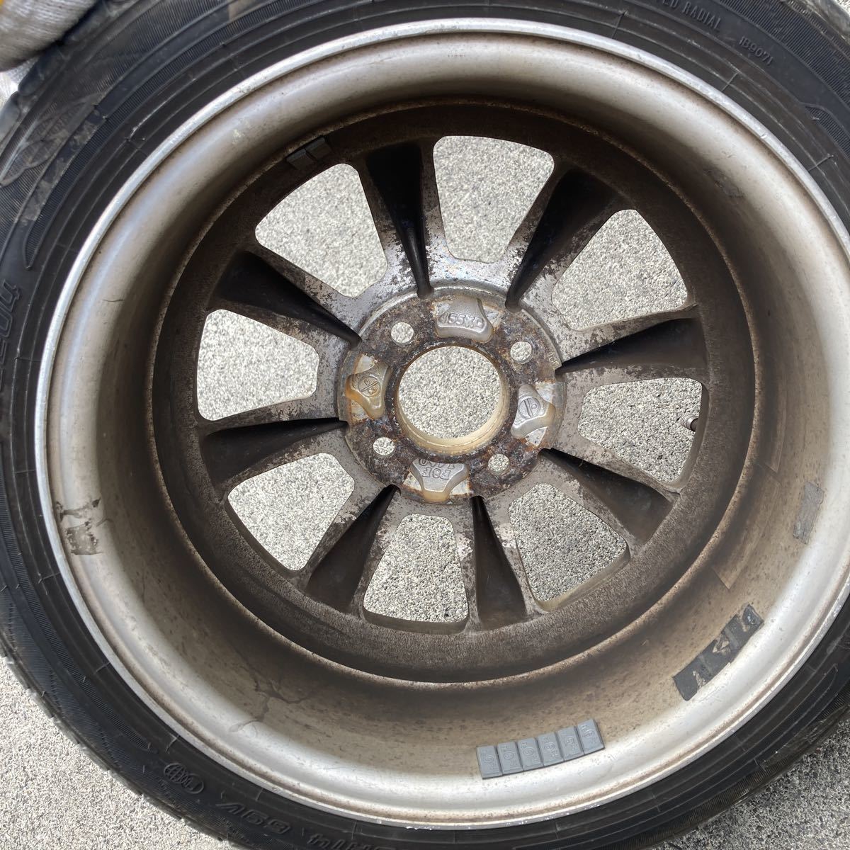 希少！今回限りの出品です！ジャンク！ワタナベ PCD10014インチ　4本セットで！！155/55R14 6J？　軽自動車_9