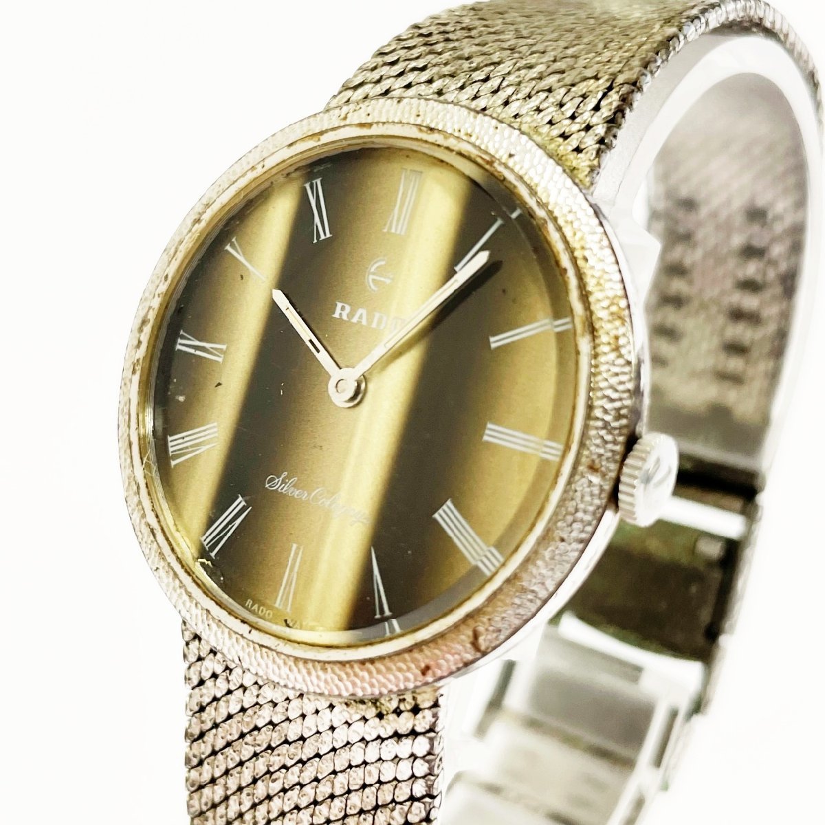 1円スタート】RADO ラドー シルバーコロニー 925刻印 ブラウン文字盤 